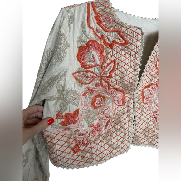 Soft Surroundings Twin Garlands Bolero Jacket Cropped Beaded Embroidered Sz M - Picture 5 of 13